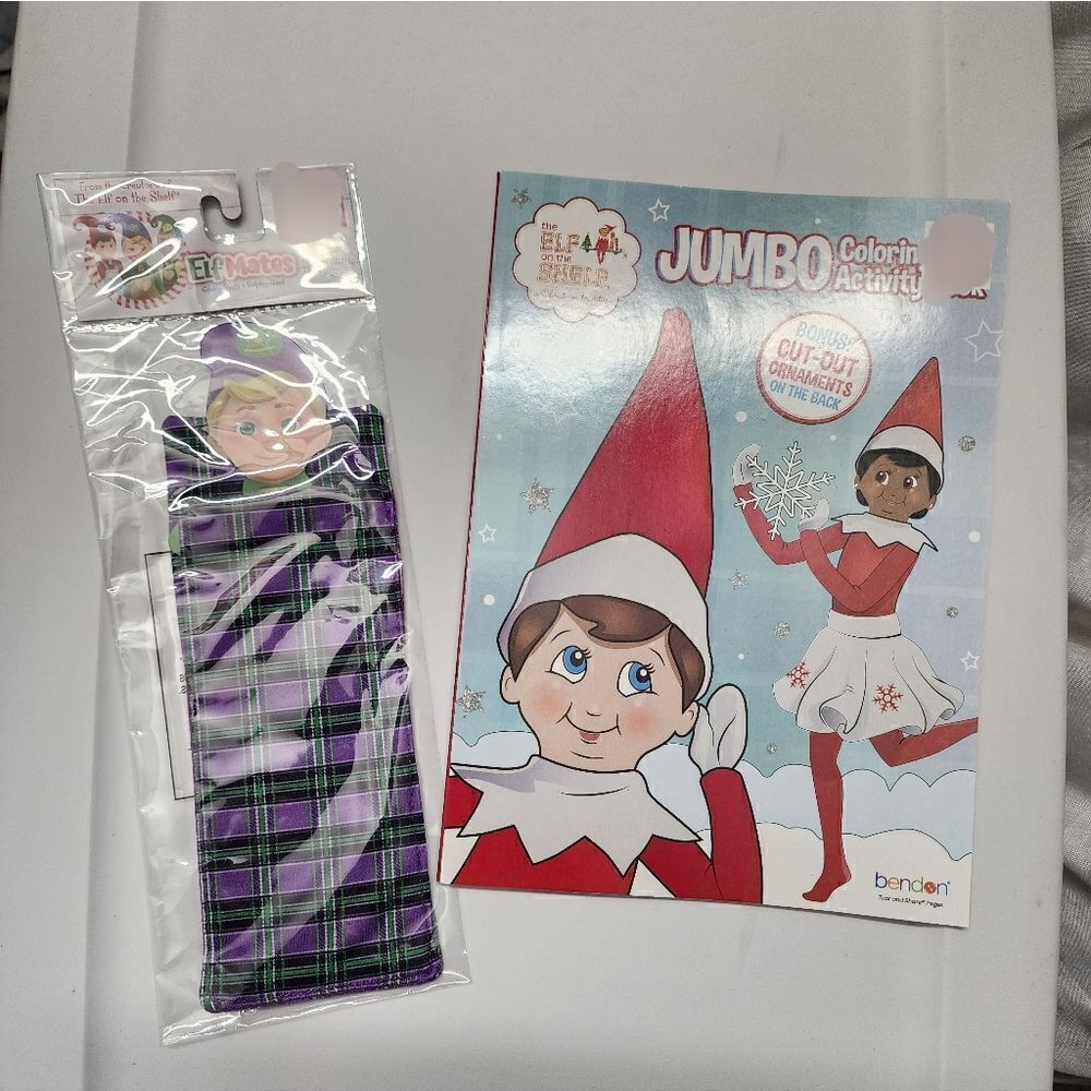 Nwt Christmas Elf on the Shelf Bundle (coloring book and elf sleeping bag)